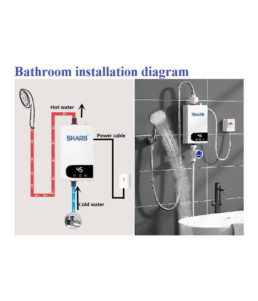 Scaldabagno Boiler Elettrico Caldaia Acqua Calda Istantanea Con Dispaly Touch         
