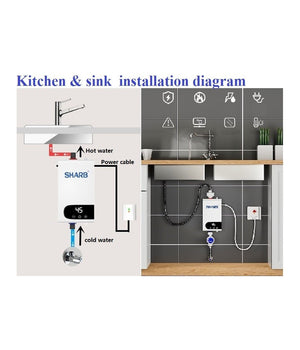 Scaldabagno Boiler Elettrico Caldaia Acqua Calda Istantanea Con Dispaly Touch         