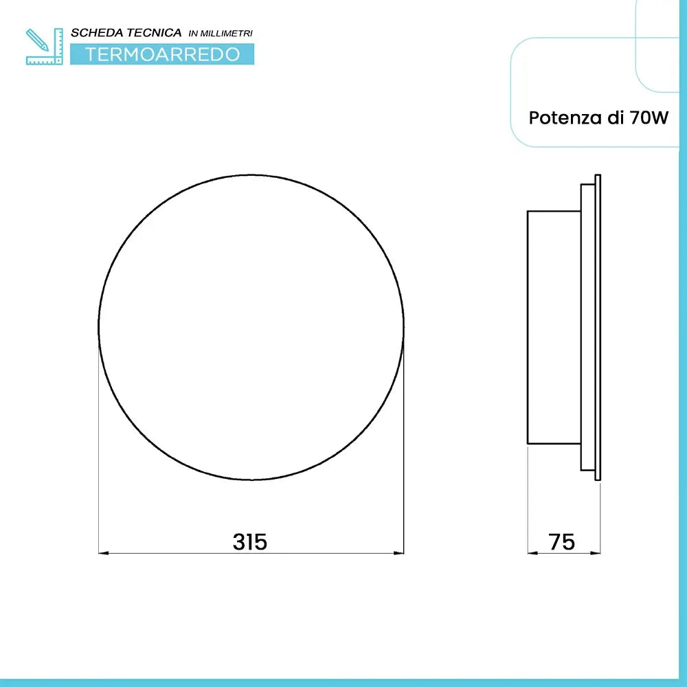 Scaldasalviette elettrico Miros O a specchio 31,5 cm argento 70W