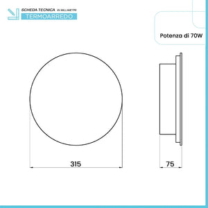 Scaldasalviette elettrico Miros O a specchio 31,5 cm argento 70W
