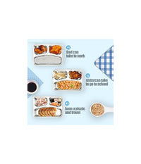 Scaldavivande Elettrico Lunchbox Contenitore Porta Cibo 3 Scomparti +posate 40w         