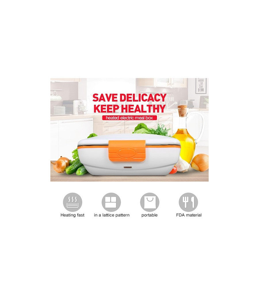 Scaldavivande Elettrico Lunchbox Contenitore Porta Cibo 3 Scomparti +posate 40w         