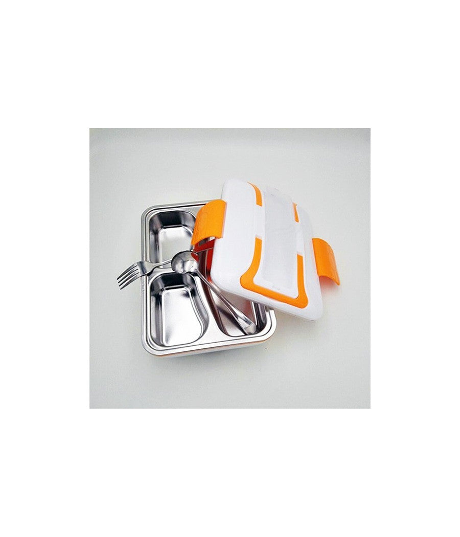 Scaldavivande Elettrico Lunchbox Contenitore Porta Cibo 3 Scomparti +posate 40w         