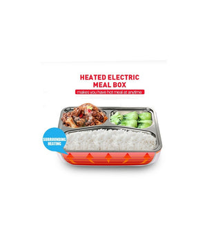 Scaldavivande Elettrico Lunchbox Contenitore Porta Cibo 3 Scomparti +posate 40w         