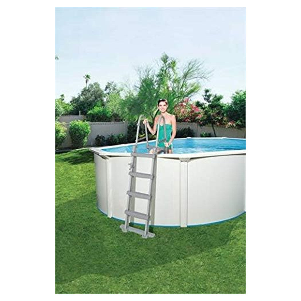 Trade Shop - Scaletta Di Sicurezza Per Piscine 122cm Con Gradini In Plastica Telaio In Metallo 58331 -