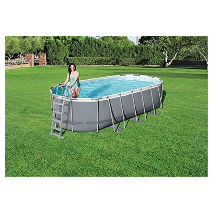 Trade Shop - Scaletta Di Sicurezza Per Piscine 122cm Con Gradini In Plastica Telaio In Metallo 58331 -