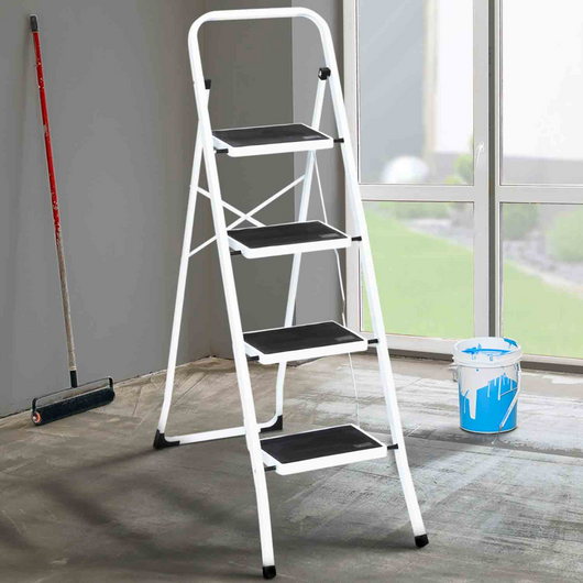 IDMarket - Scaletta pieghevole con 4 gradini antiscivolo e corrimano