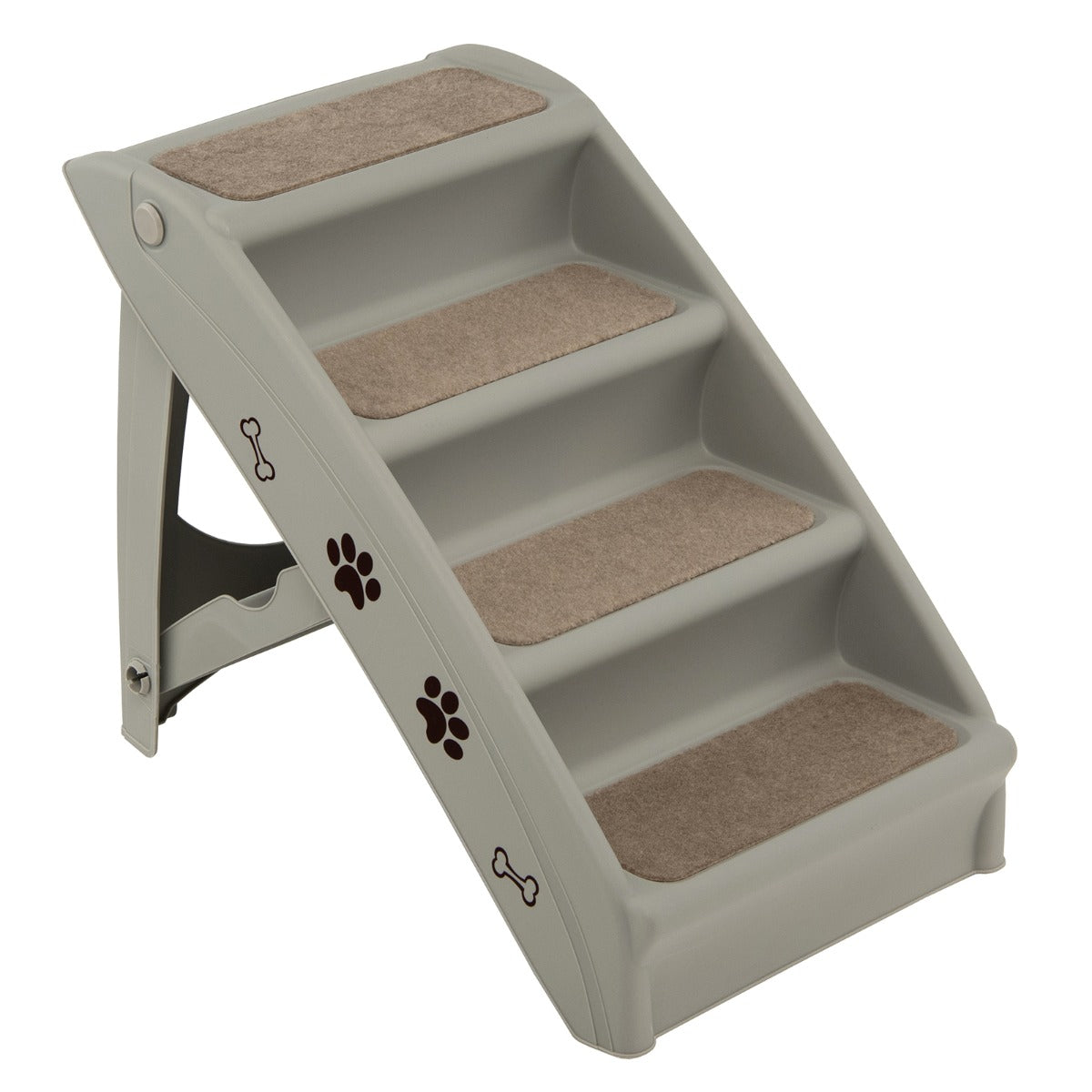 Scaletta di plastica pieghevole per animali, Scala di plastica con 4 gradini per interno ed esterno Grigio-Giochi e accessori per cani