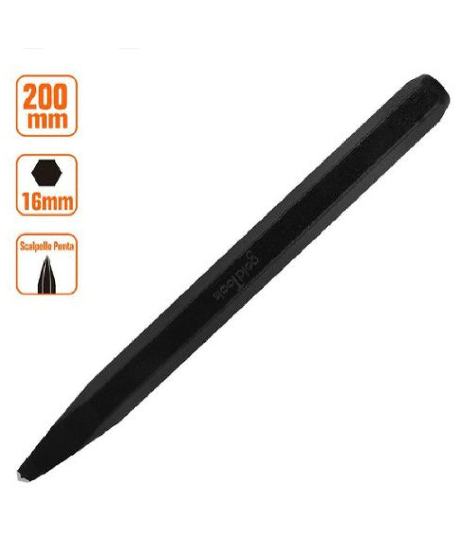 Scalpello A Punta Attacco Esagonale In Acciaio 200x16mm Utilizzo Su Pietra 57019         