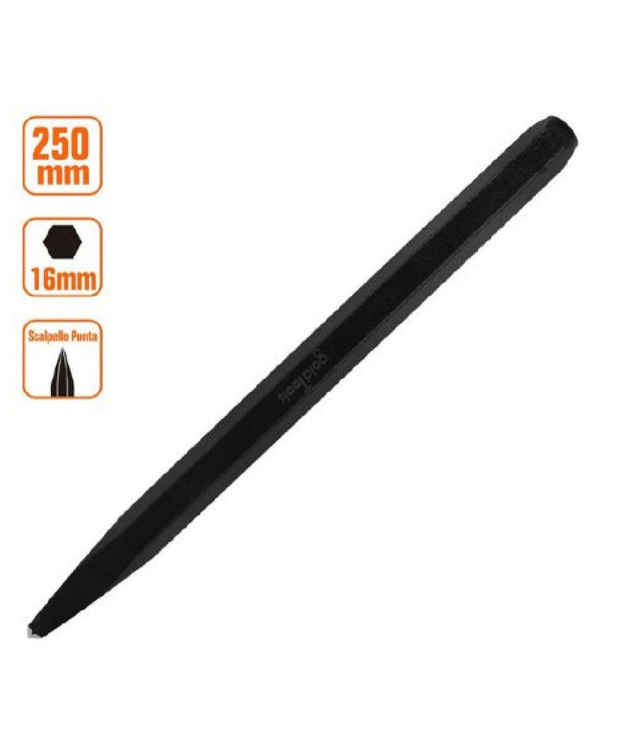 Scalpello A Punta Attacco Esagonale In Acciaio 250x16mm Utilizzo Su Pietra 57020         