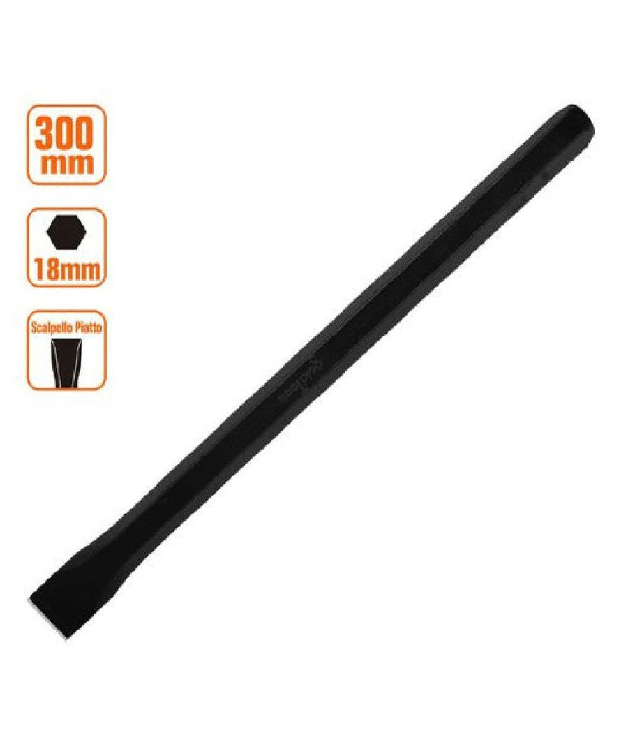 Scalpello Piatto Attacco Esagonale In Acciaio 300x18 Mm Utilizzo Su Pietra 57017         