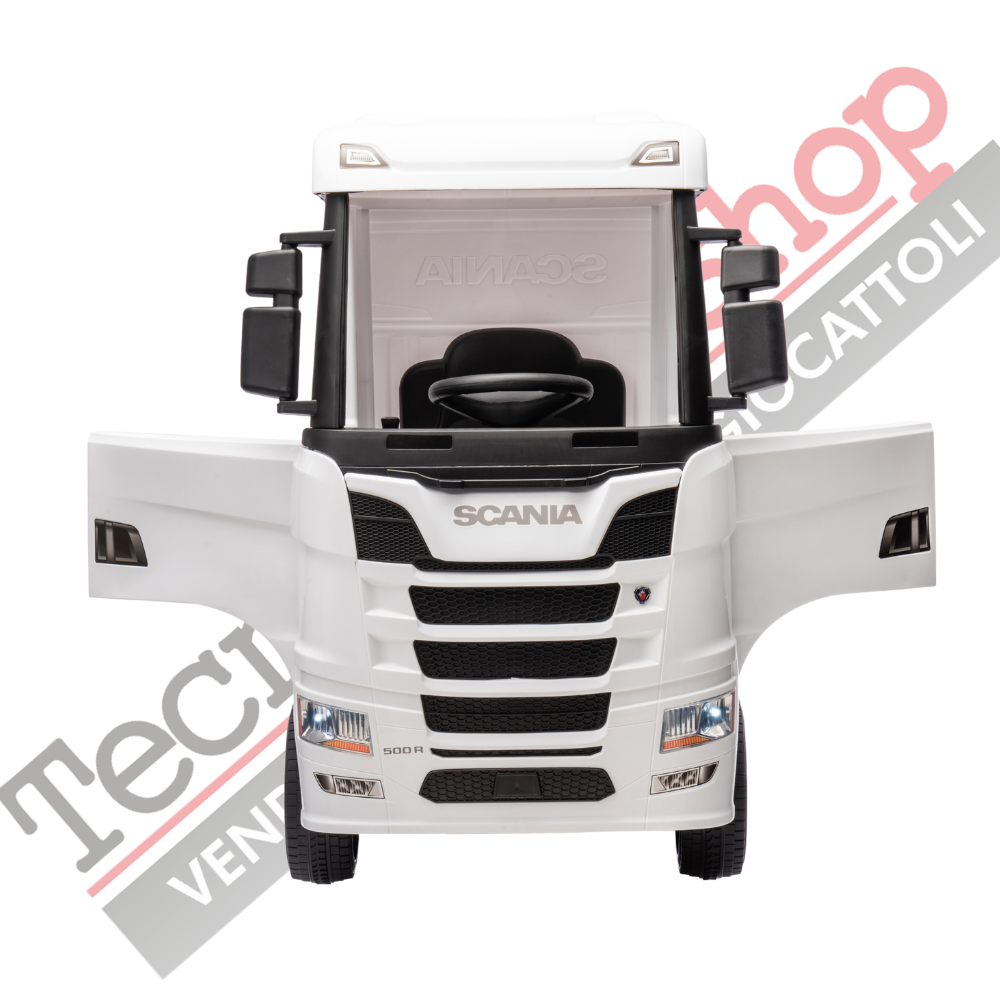 Camion Elettrico Per Bambini  Scania 24V Porte Apribili-Bianco
