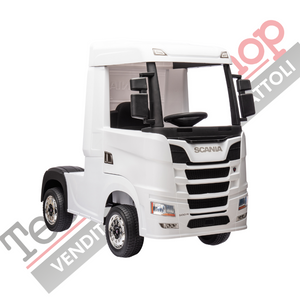 Camion Elettrico Per Bambini  Scania 24V Porte Apribili-Bianco