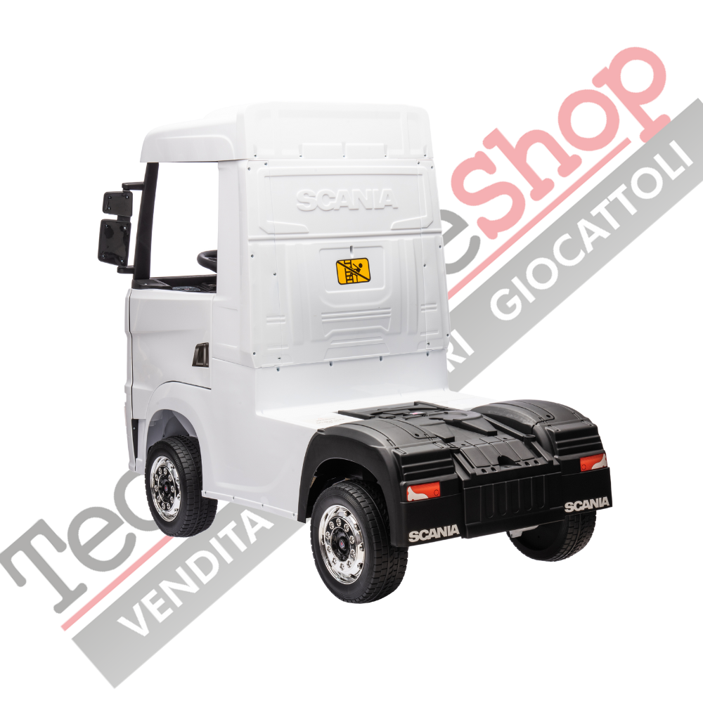 Camion Elettrico Per Bambini  Scania 24V Porte Apribili-Bianco