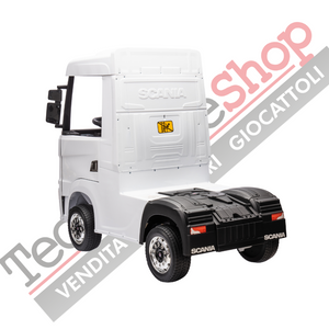Camion Elettrico Per Bambini  Scania 24V Porte Apribili-Bianco