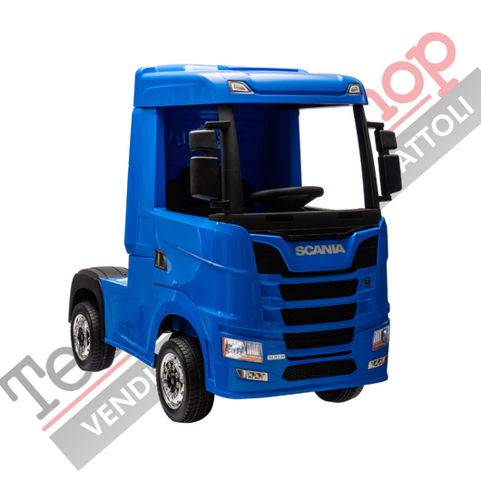 Camion Elettrico Per Bambini  Scania 24V Porte Apribili-Blu