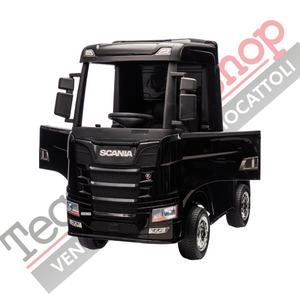 Camion Elettrico Per Bambini  Scania 24V Porte Apribili-Nero