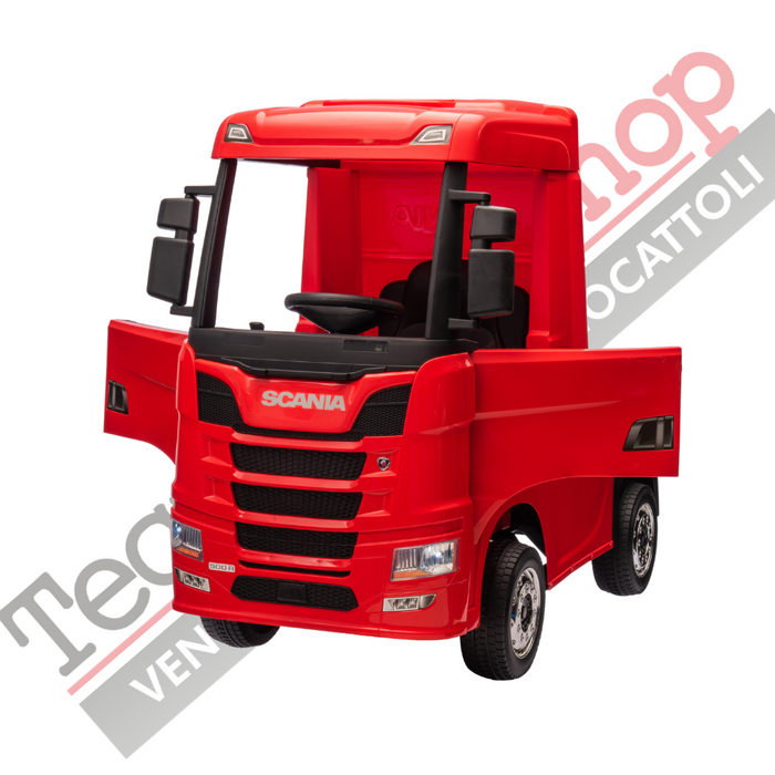 Camion Elettrico Per Bambini  Scania 24V Porte Apribili-Rosso