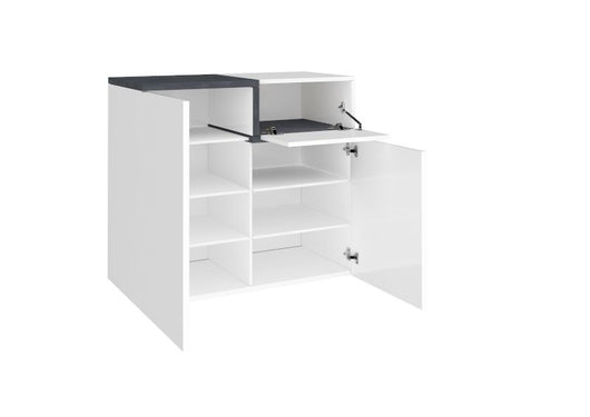 Scarpiera 2 ante, 1 anta ribalta bianco lucido ardesia, made in Italy, ZTC27580258