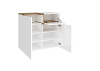 Scarpiera 2 ante, 1 anta ribalta bianco lucido e pero, made in Italy, ZTCC35168902