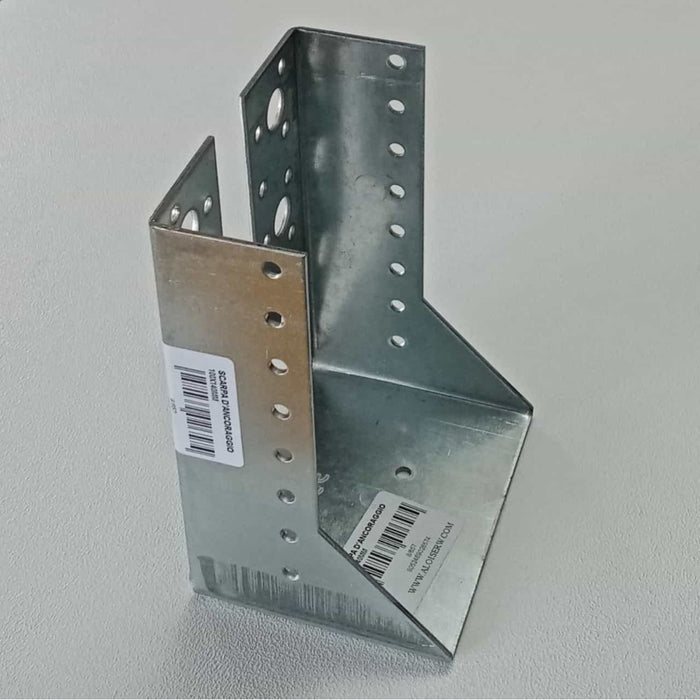 Scarpa d'ancoraggio per fissaggio a muro e ferro di travi in legno da 100x140mm