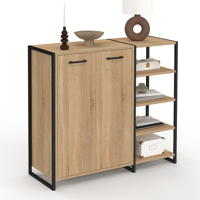 IDMarket - Scarpiera 12 paia LUIS 2 porte con 4 ripiani design industriale
