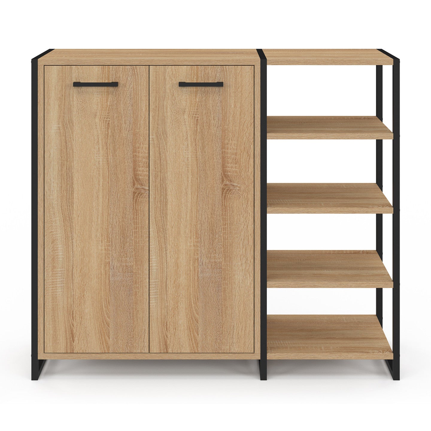 IDMarket - Scarpiera 12 paia LUIS 2 porte con 4 ripiani design industriale