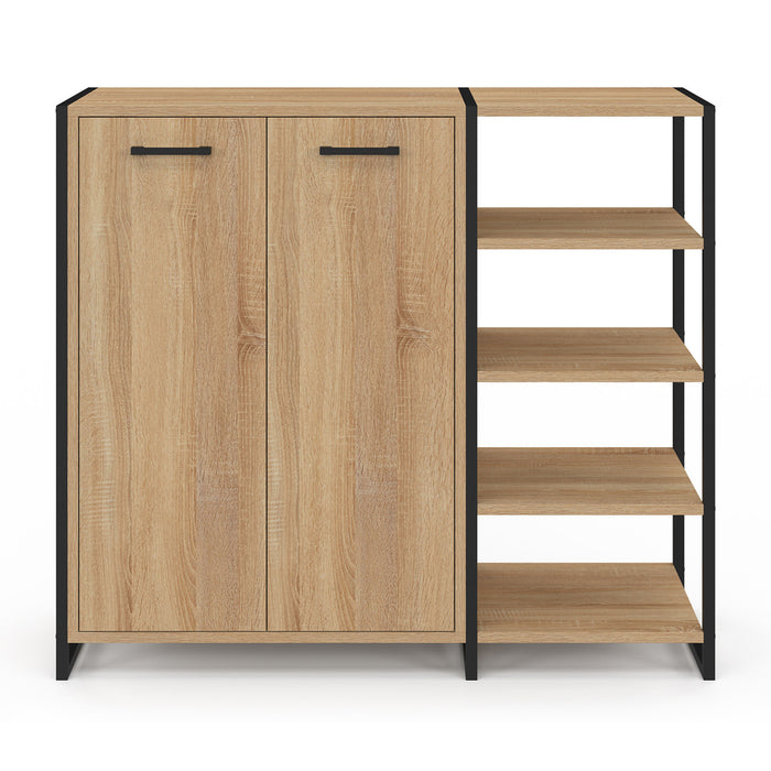 IDMarket - Scarpiera 12 paia LUIS 2 porte con 4 ripiani design industriale