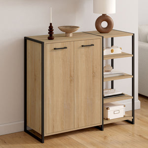 IDMarket - Scarpiera 12 paia LUIS 2 porte con 4 ripiani design industriale