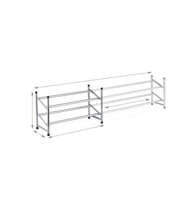 Scarpiera 12 Paia Scarpe Salvaspazio In Metallo Estensibile 2 Ripiani Impilabile         