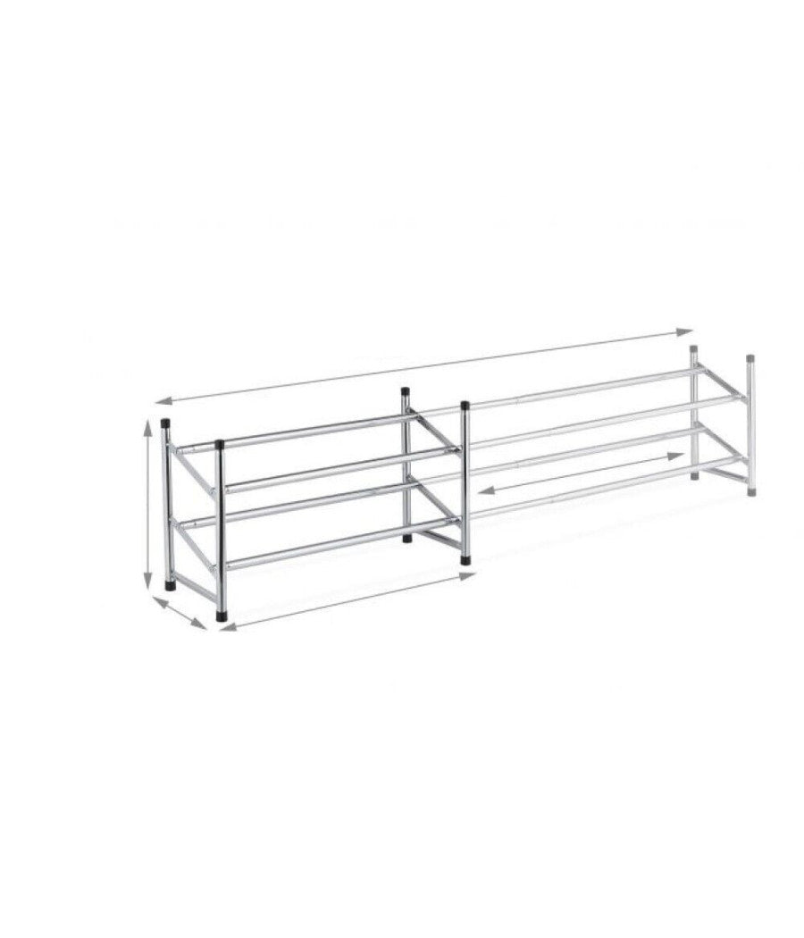 Scarpiera 12 Paia Scarpe Salvaspazio In Metallo Estensibile 2 Ripiani Impilabile         