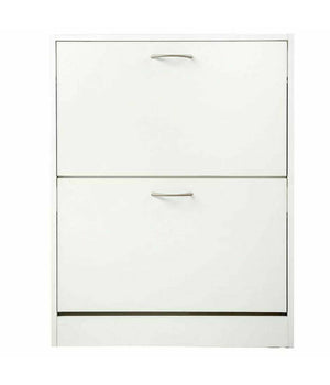 Scarpiera 2 Ante Ripiani Doppia Profondita In Melamina 63x24x80cm Colore Bianco         