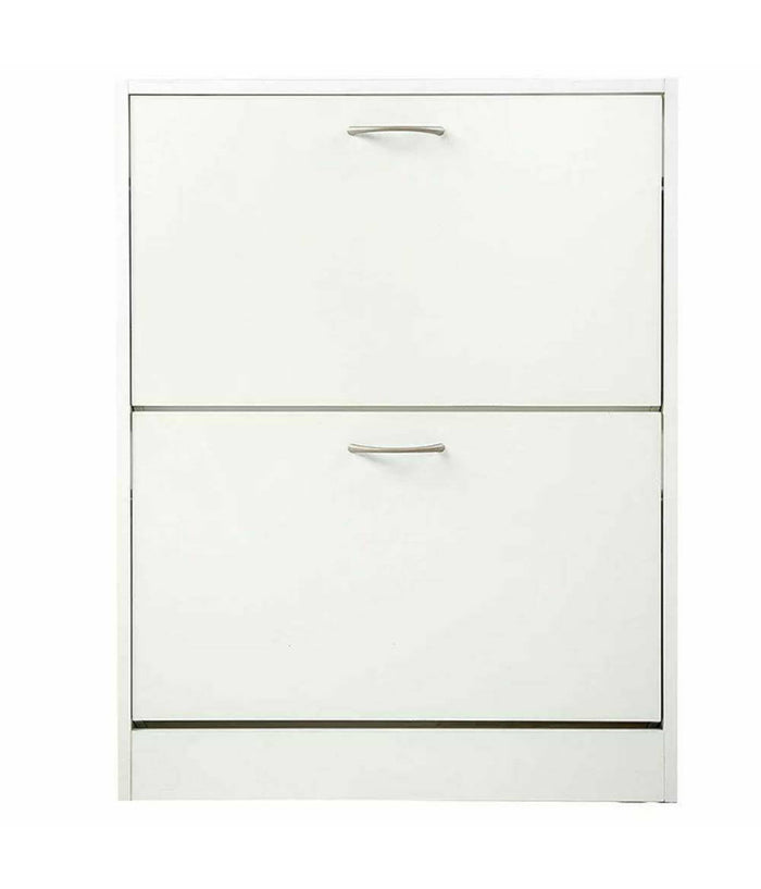 Scarpiera 2 Ante Ripiani Doppia Profondita In Melamina 63x24x80cm Colore Bianco         