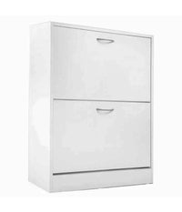 Scarpiera 2 Ante Ripiani Doppia Profondita In Melamina 63x24x80cm Colore Bianco         