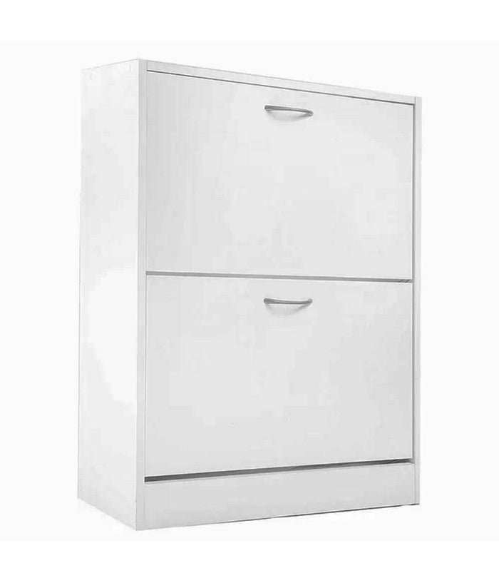 Scarpiera 2 Ante Ripiani Doppia Profondita In Melamina 63x24x80cm Colore Bianco         