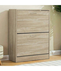 Scarpiera 2 Ante Ripiani Doppia Profondita In Melamina 63x24x81cm Colore Beige         