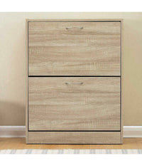 Scarpiera 2 Ante Ripiani Doppia Profondita In Melamina 63x24x81cm Colore Beige         