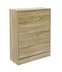 Scarpiera 2 Ante Ripiani Doppia Profondita In Melamina 63x24x81cm Colore Beige         