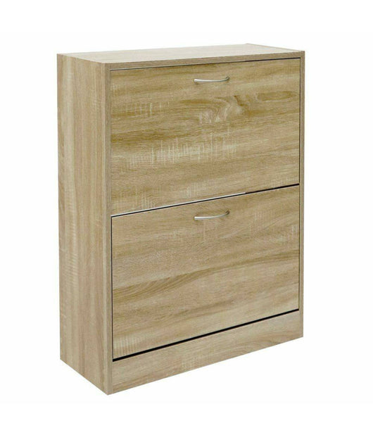 Scarpiera 2 Ante Ripiani Doppia Profondita In Melamina 63x24x81cm Colore Beige         