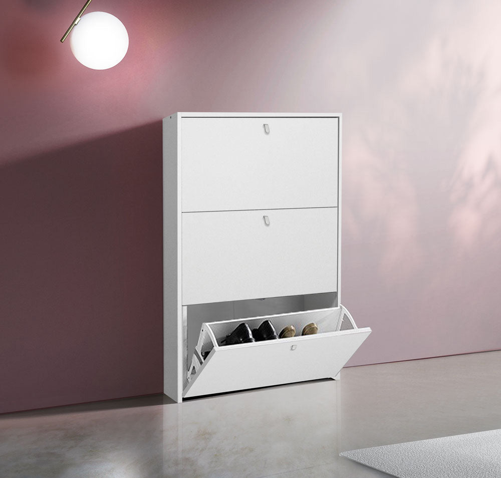 Scarpiera moderna Bianca opaca con 3 ante a ribalta ZVLSCARPBI