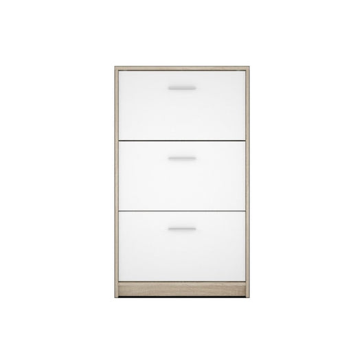Scarpiera 3 ante a ribalta bianco e struttura colore rovere Nepo 69,5x17.5x120H