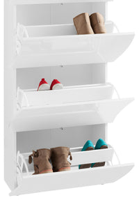 Scarpiera a 3 ante sagomate bianco laccato lucido, linea onda, ZTC222222