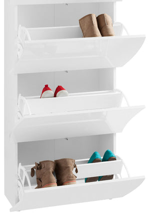 Scarpiera a 3 ante sagomate bianco laccato lucido, linea onda, ZTC222222