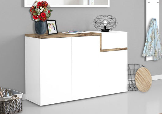 Scarpiera 3 ante, 1 anta ribalta bianco lucido pero, made in Italy, ZTC14920318