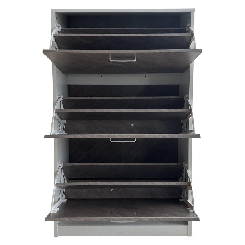 Scarpiera 3 Ante Struttura Bianca + Ante Marrone Effetto Pietra