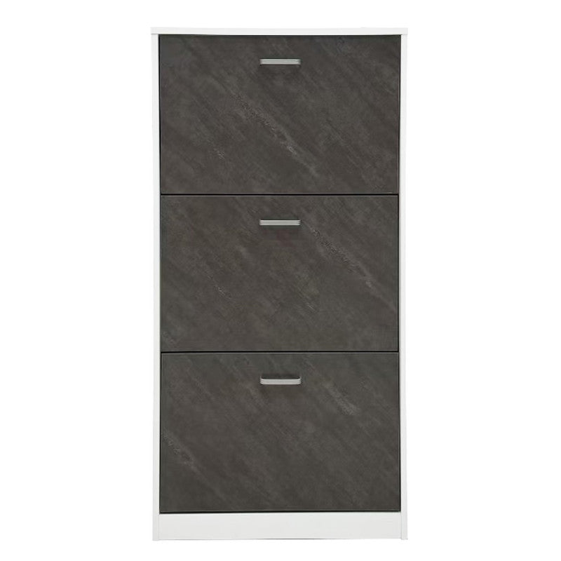 Scarpiera 3 Ante Struttura Bianca + Ante Marrone Effetto Pietra