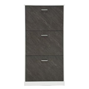 Scarpiera 3 Ante Struttura Bianca + Ante Marrone Effetto Pietra