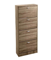 Scarpiera 4 Ante Doppia Salvaspazio Slim Legno Moderna Noce H 150x63x24cm 827648         