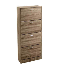 Scarpiera 4 Ante Doppia Salvaspazio Slim Legno Moderna Noce H 150x63x24cm 827648         