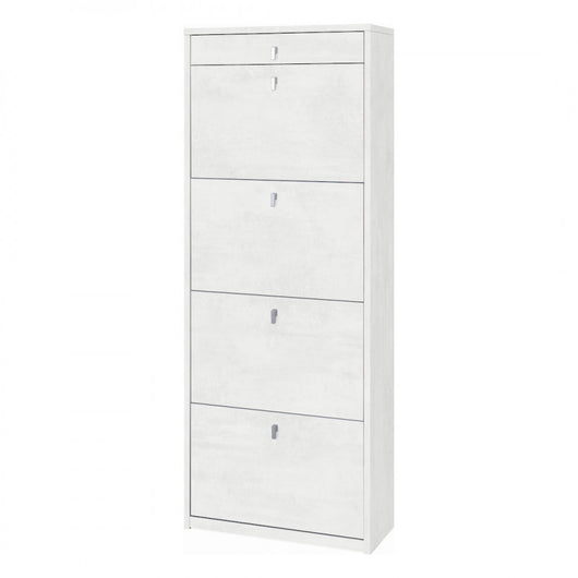 Scarpiera 4 Ante e 1 Cassetto 63L x 29P x h164 – Finitura Bianco Opaco – Sarmog